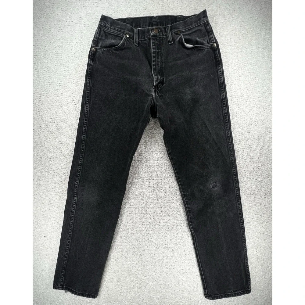 Wrangler Jeans Mens 30x32 Cowboy Cut High Rise Faded Black Cotton Tag 31x34 Y2K